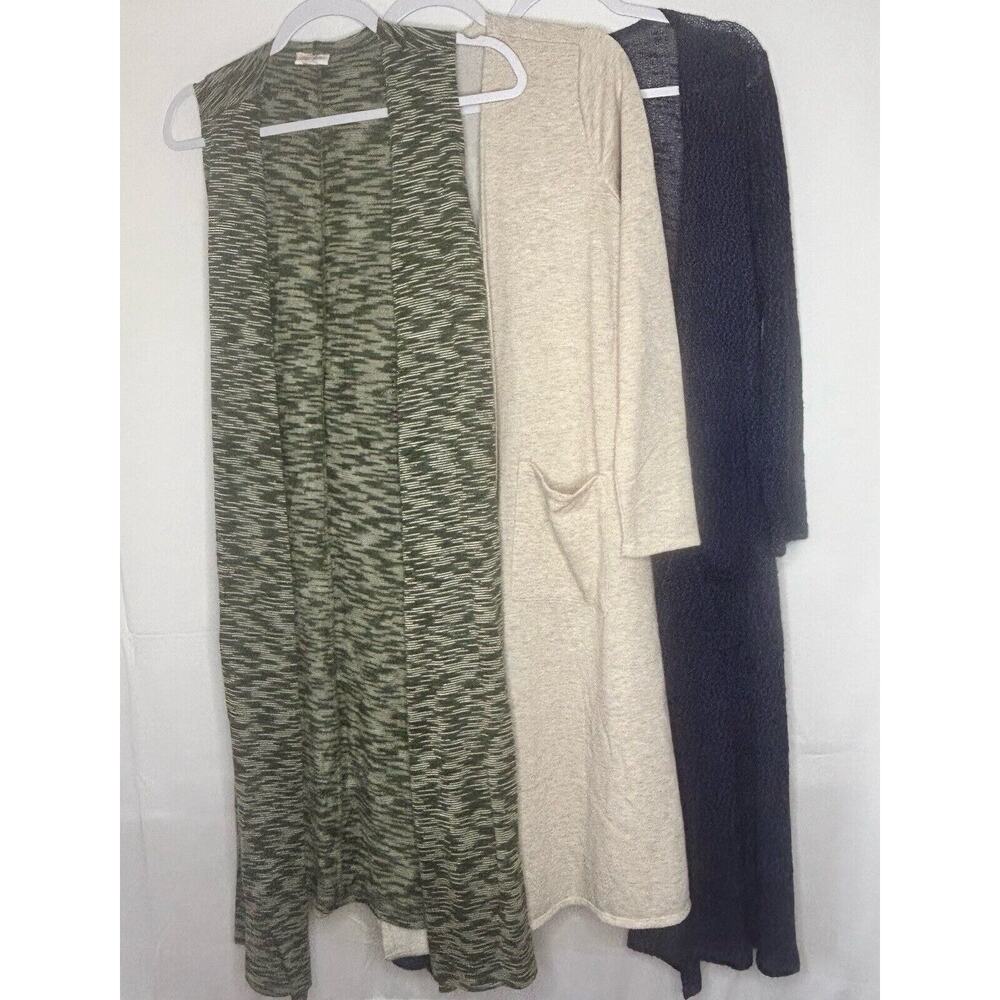3 LulaRue Dusters 1 Sleeveless 2 Long Sleeve Green Ivory/Beige Blue All Medium